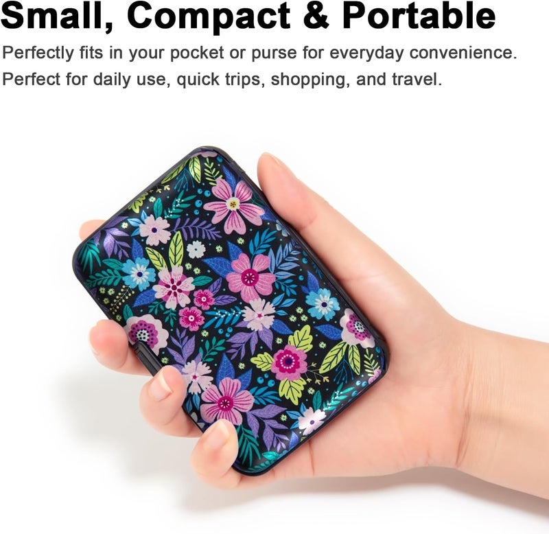 Kaabao Credit Card Holder, Metal Card Wallet RFID Blocking Mini Slim Aluminum Business Hard Card Case for Women Men (Abstract Flowers) - Image 2